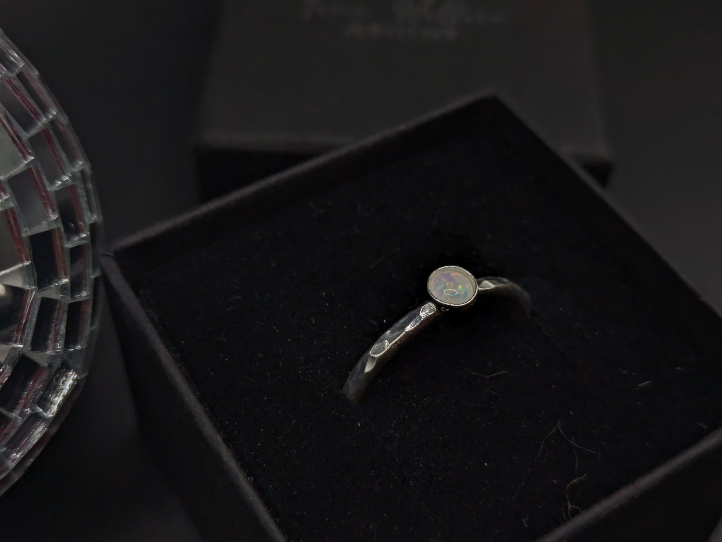 Sterling Silver Band With Red & Green Opal