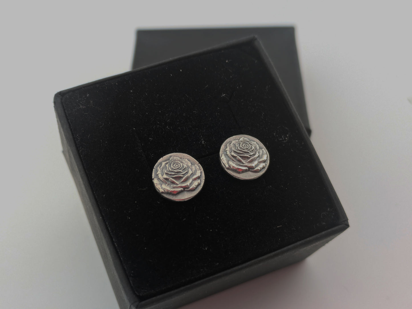 Solid Silver Rose Studs