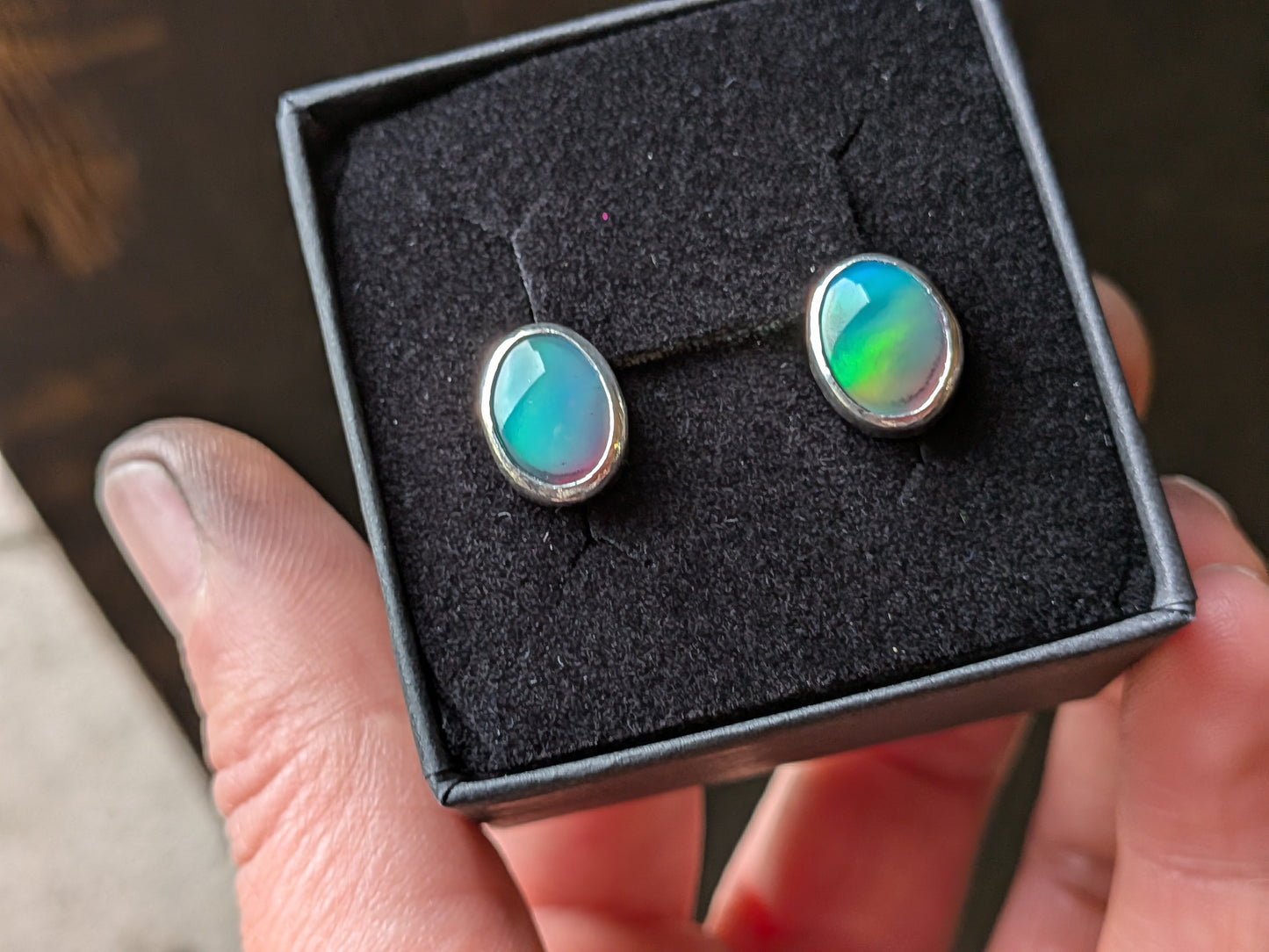 Green Aurora Opal Studs