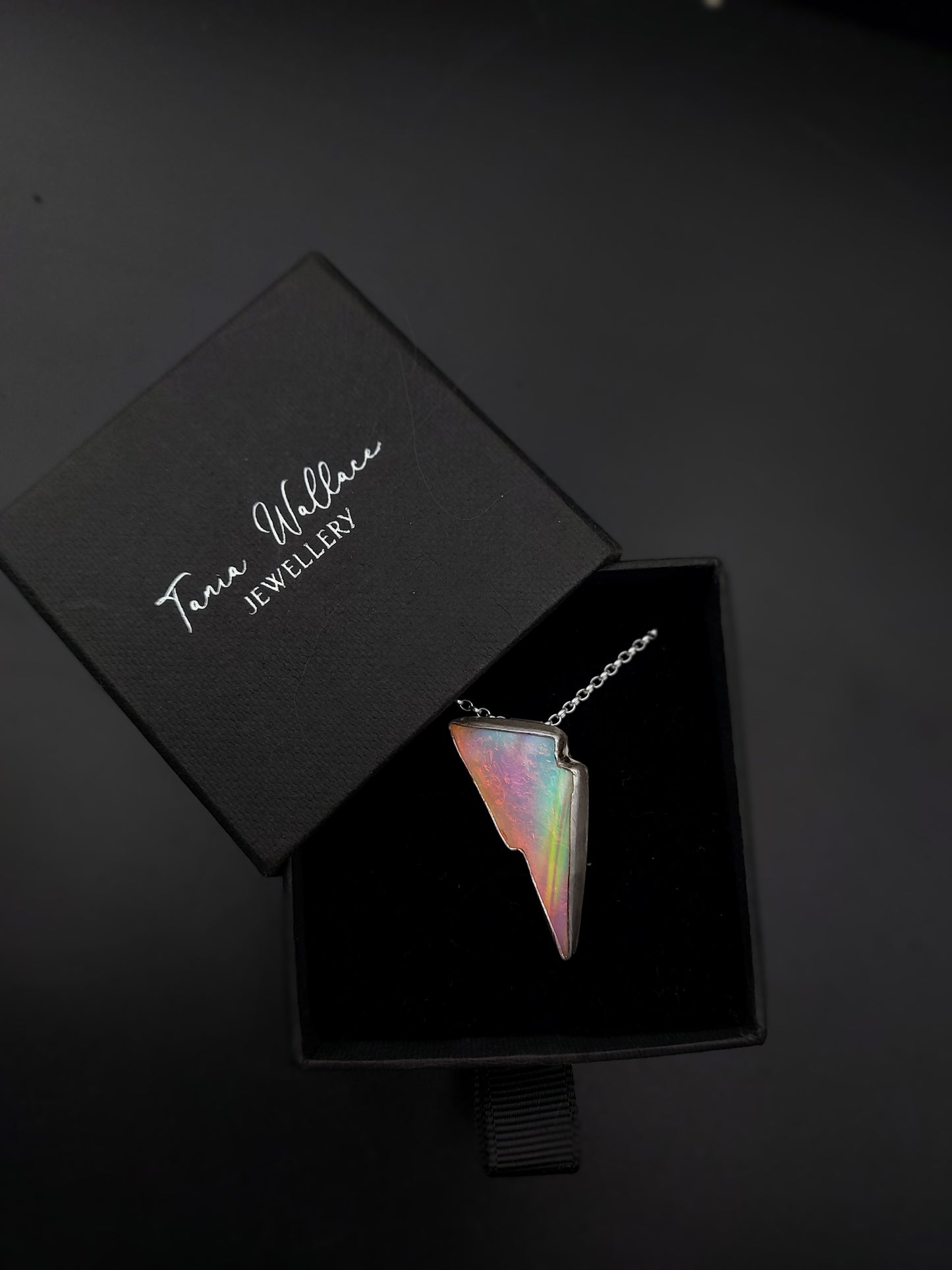 Aurora Opal Lightning Bolt Pendant