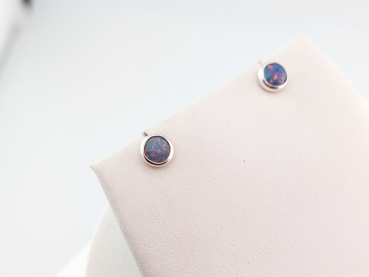 Milky Blue Lab Opal Sterling Silver Studs