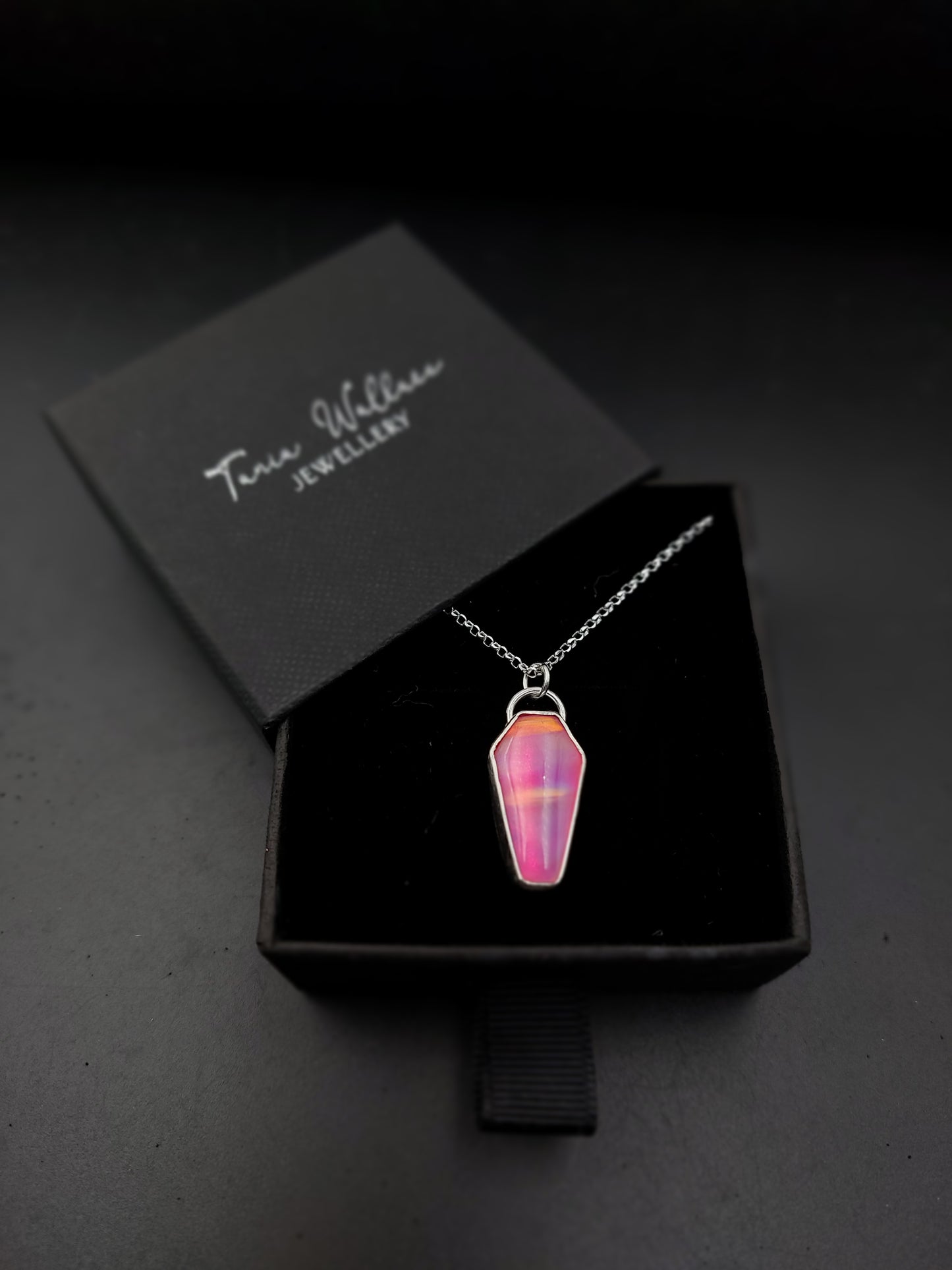 Pink Aurora Opal Coffin Pendant