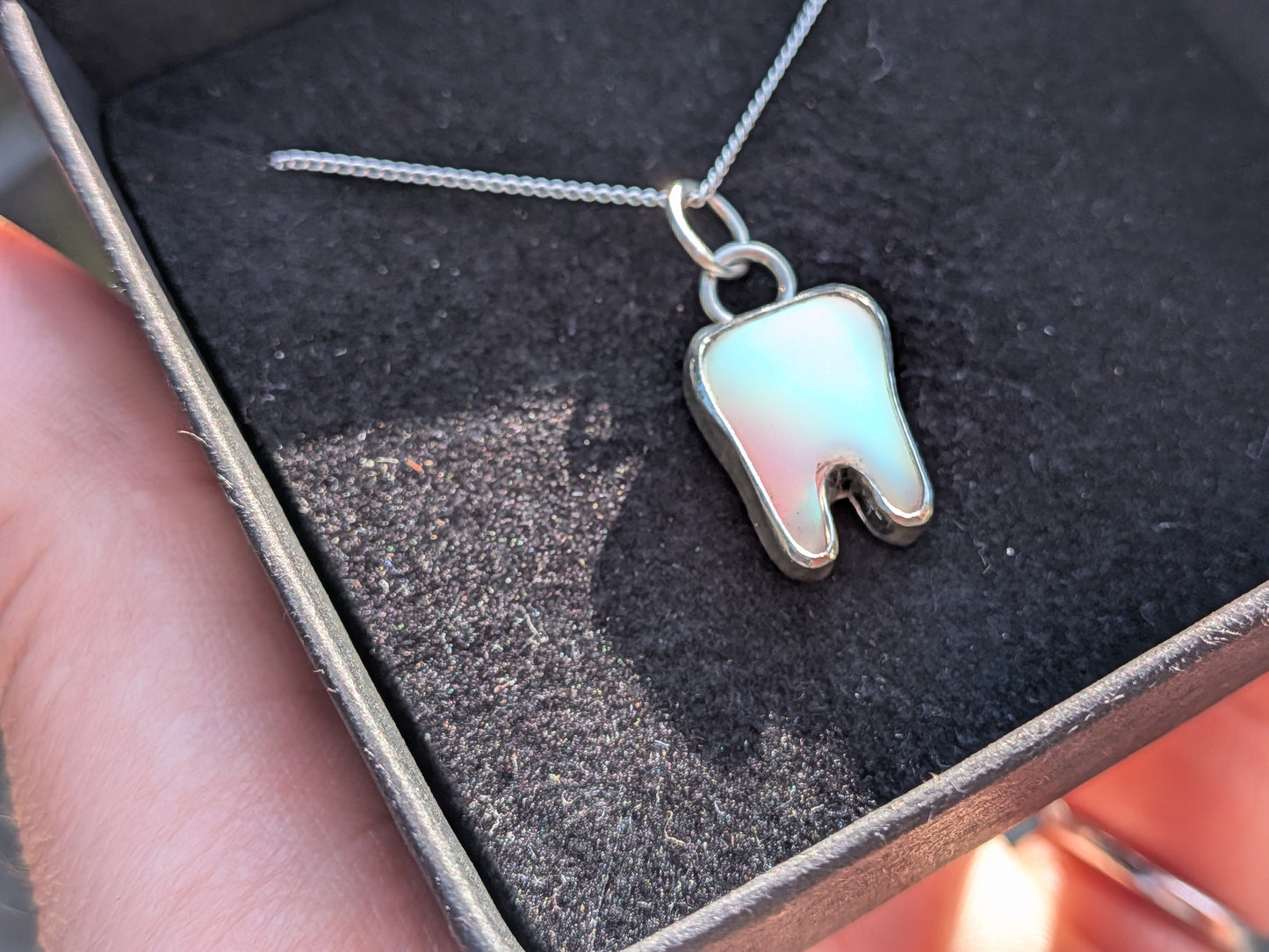 Aurora Opal Tooth Pendant