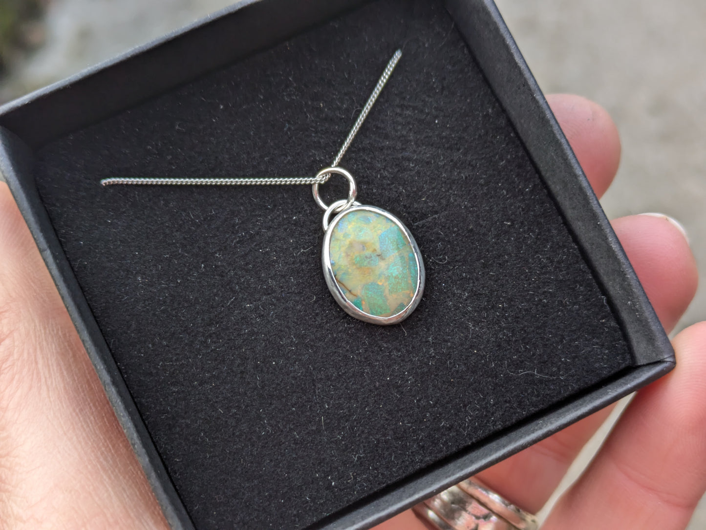 Sterling Opal Oval Pendant