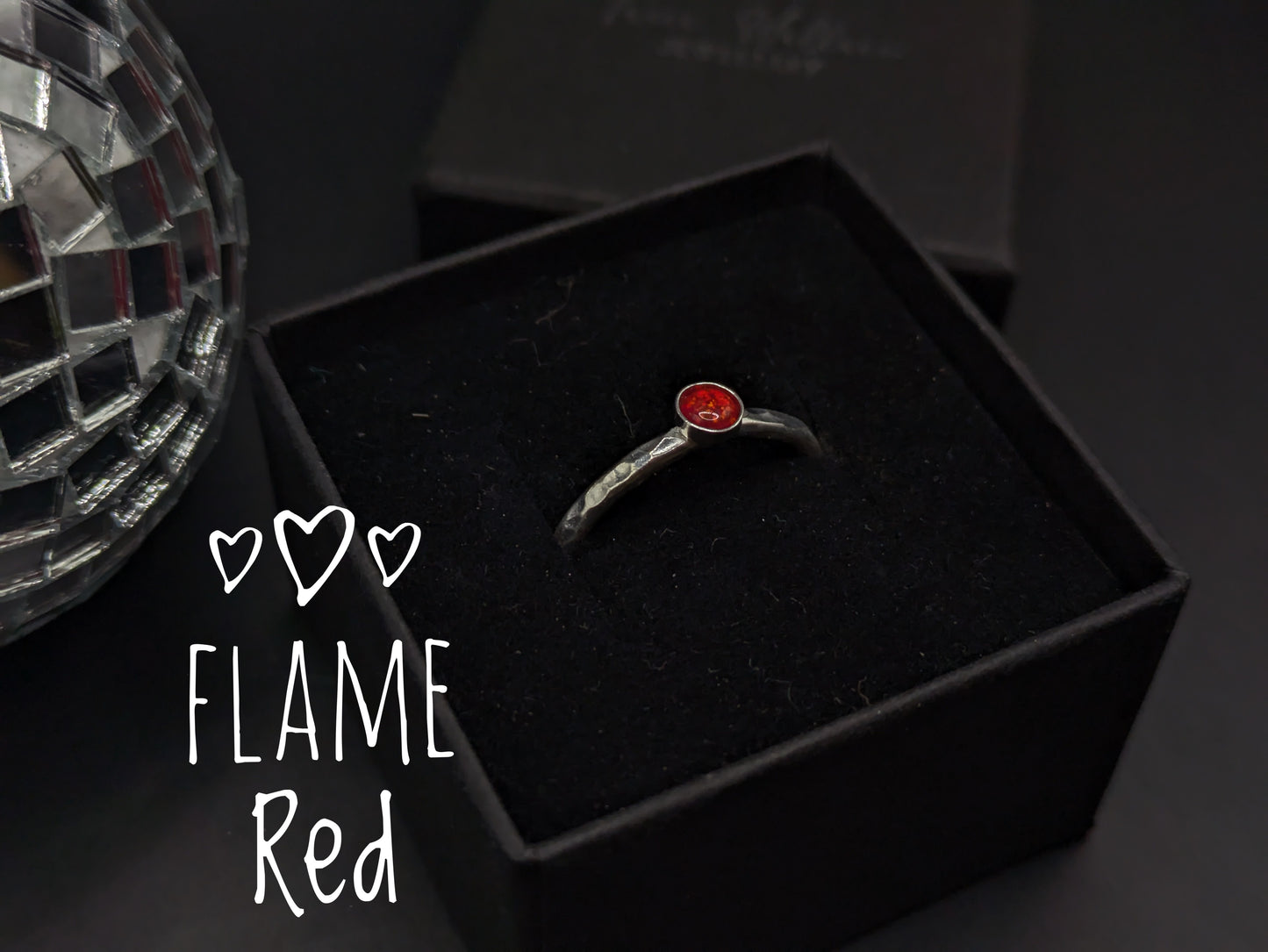 Sterling Silver Band With Flame Red Opal