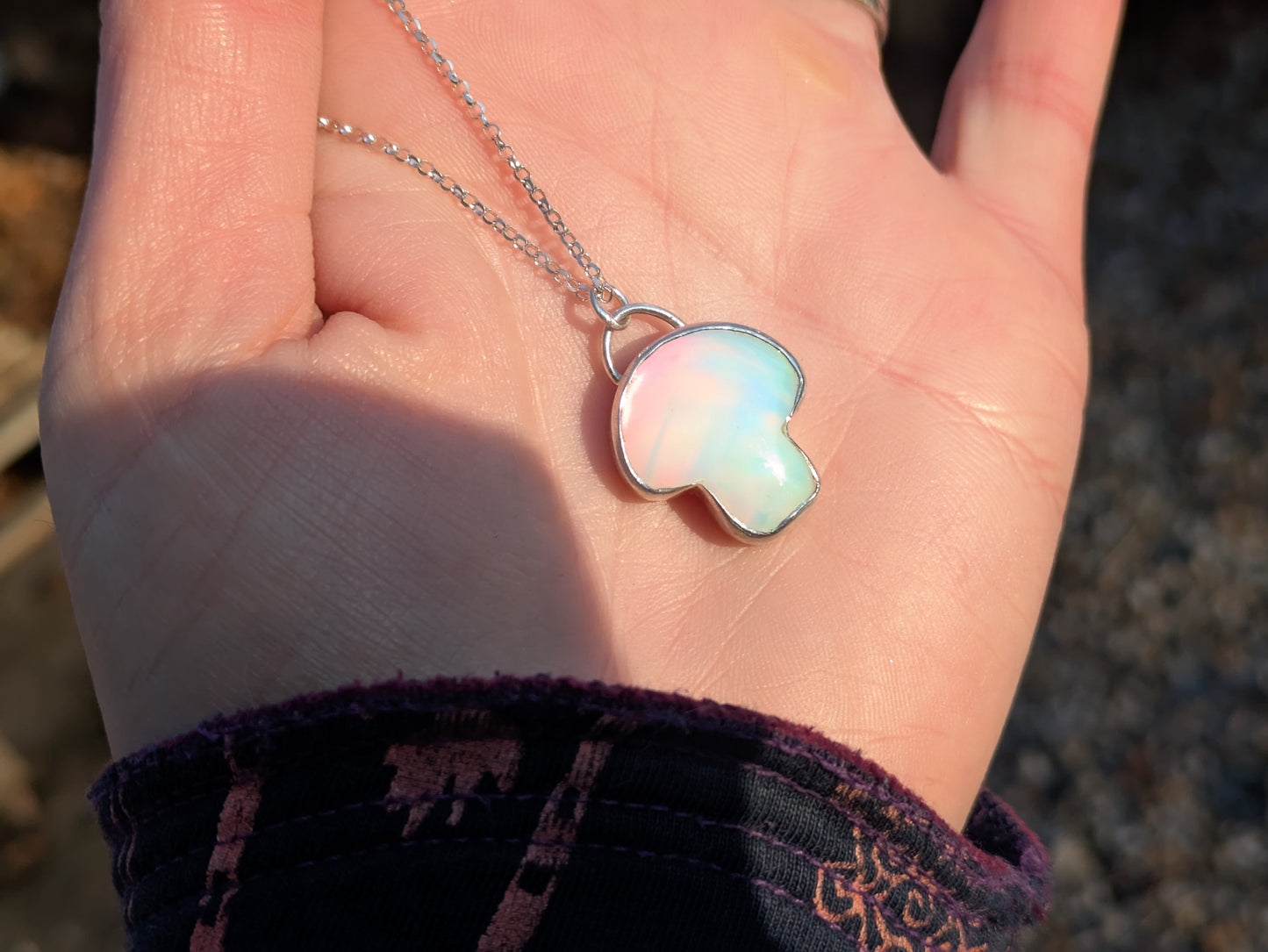 Aurora Opal Toadstool Pendant