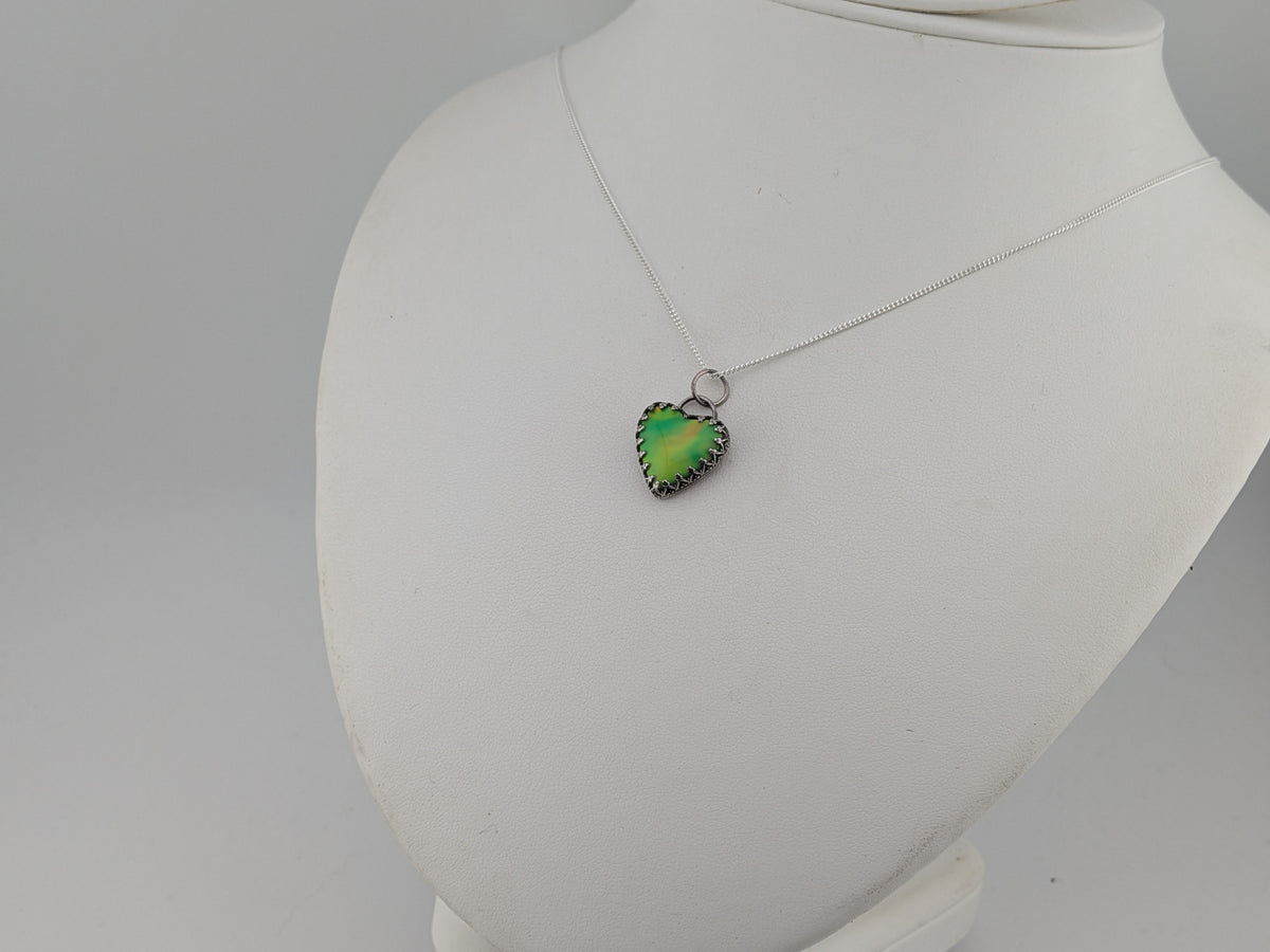 Green Aurora Opal Heart Pendant