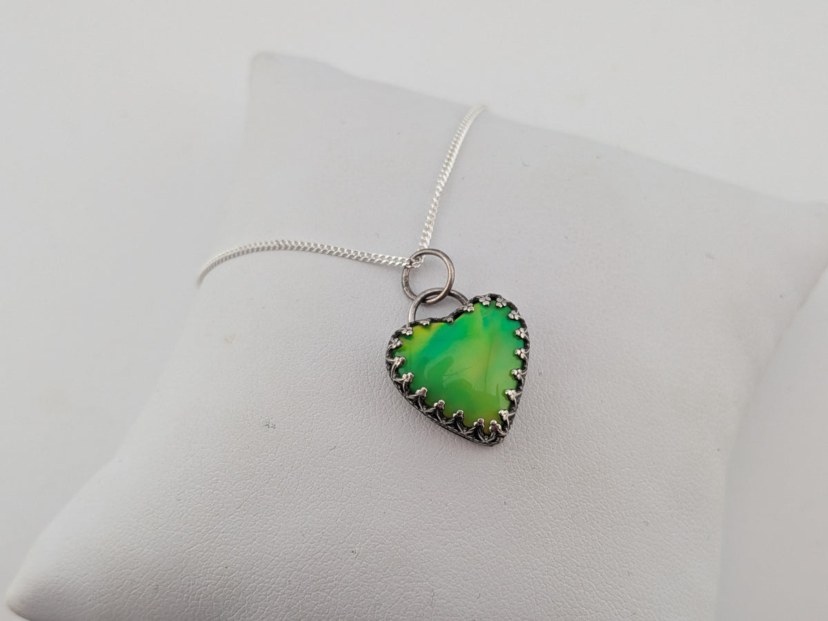 Green Aurora Opal Heart Pendant