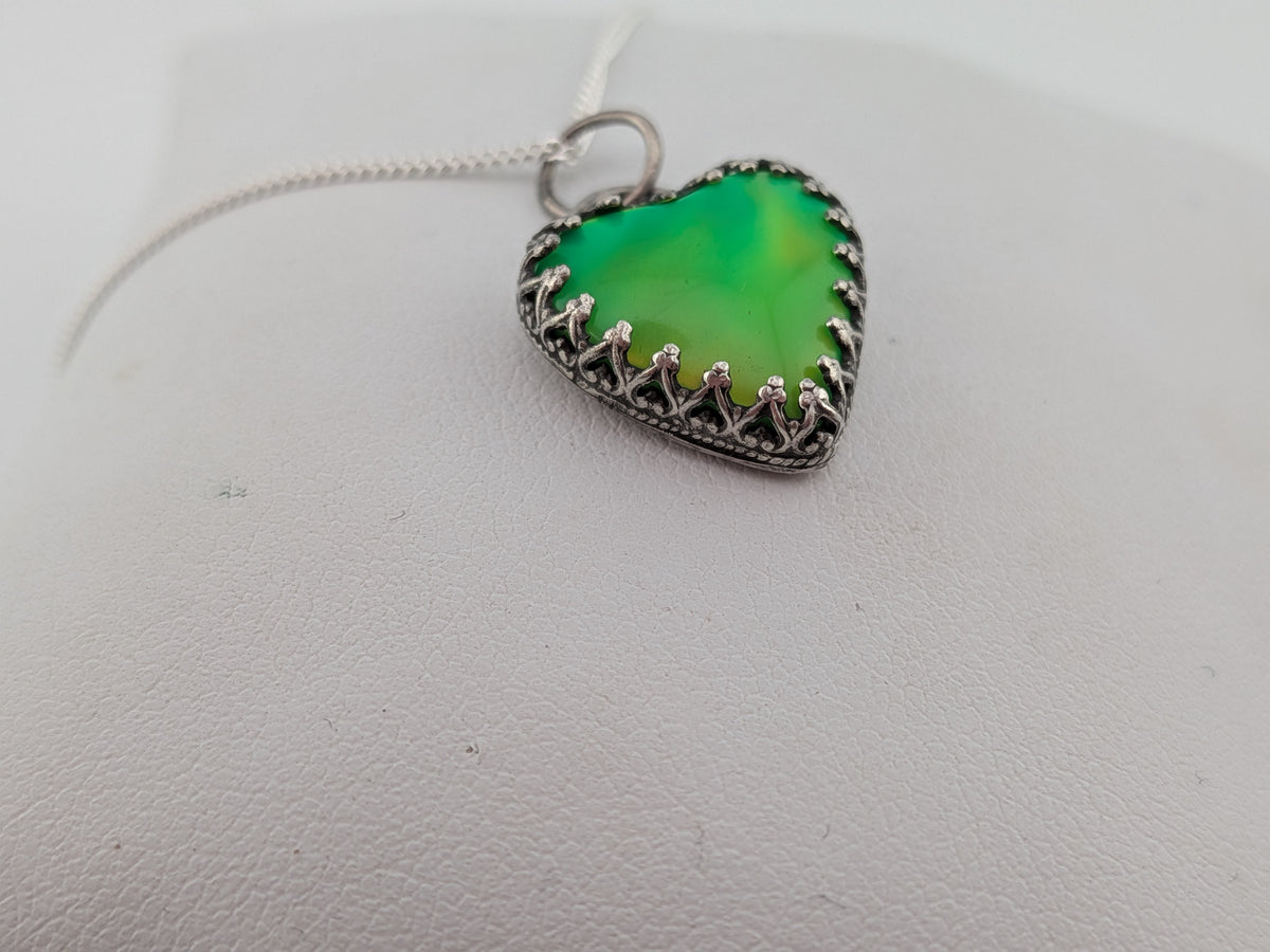 Green Aurora Opal Heart Pendant
