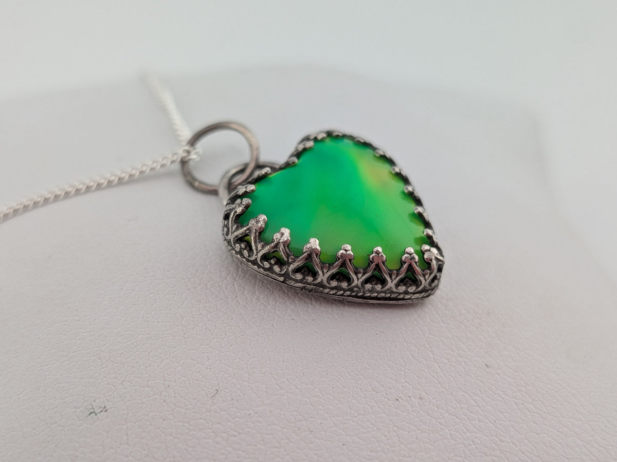 Green Aurora Opal Heart Pendant
