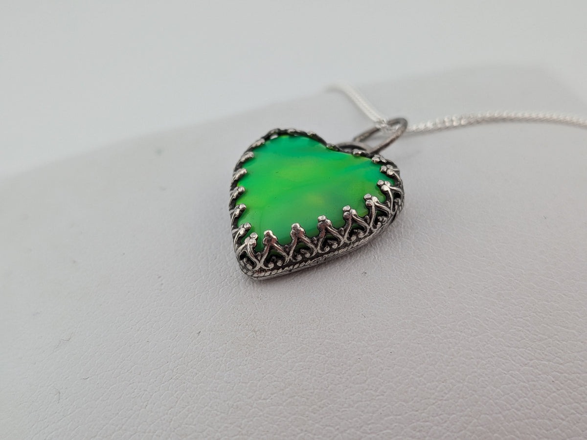Green Aurora Opal Heart Pendant