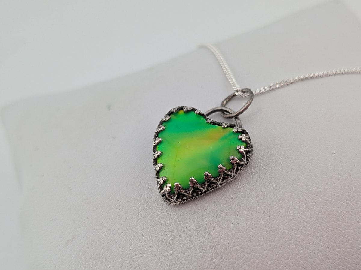 Green Aurora Opal Heart Pendant