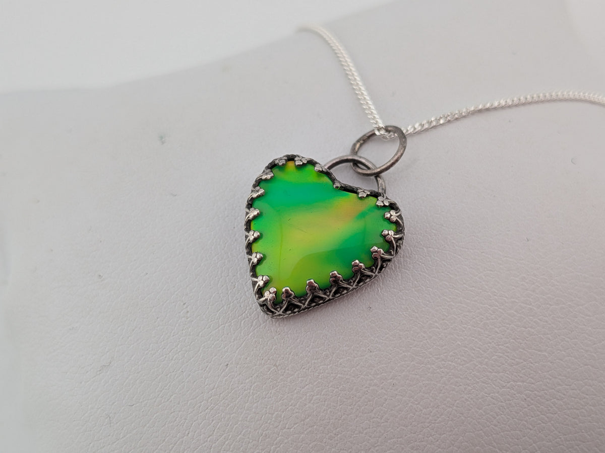 Green Aurora Opal Heart Pendant