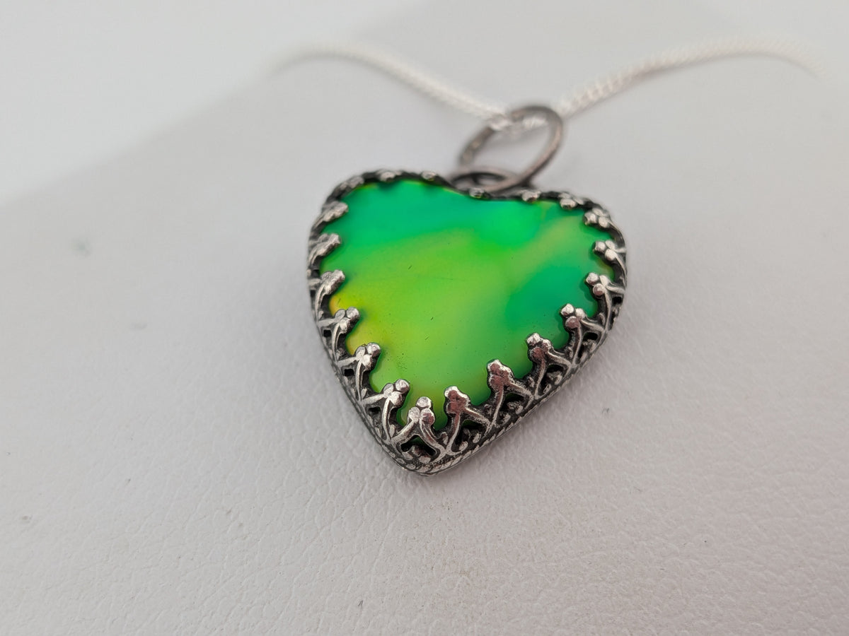 Green Aurora Opal Heart Pendant