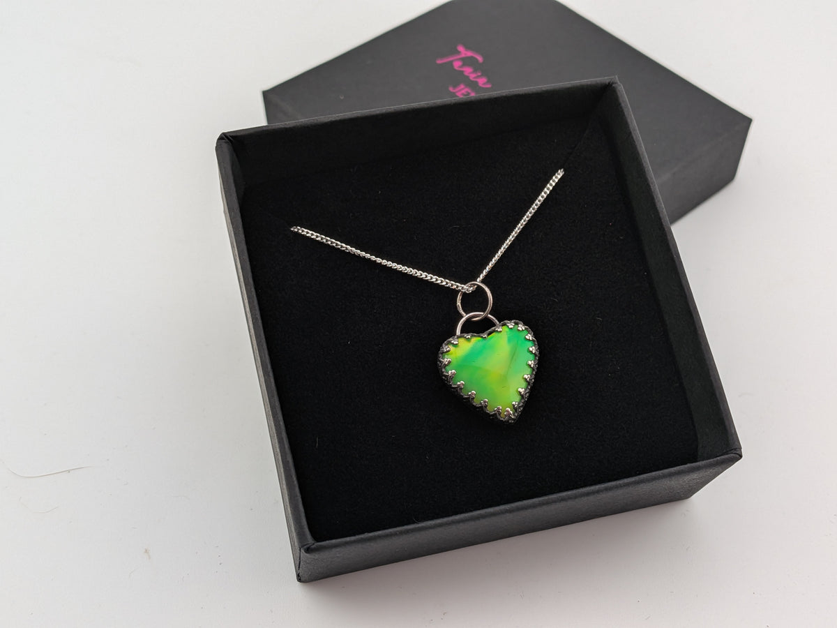 Green Aurora Opal Heart Pendant