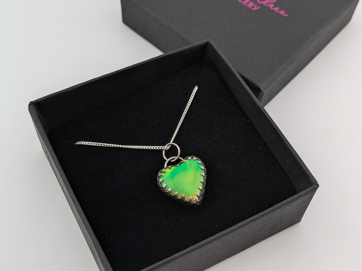 Green Aurora Opal Heart Pendant