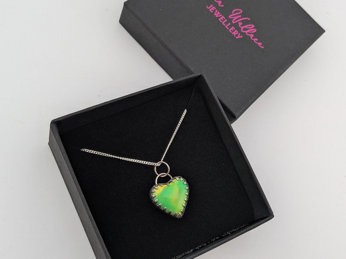 Green Aurora Opal Heart Pendant