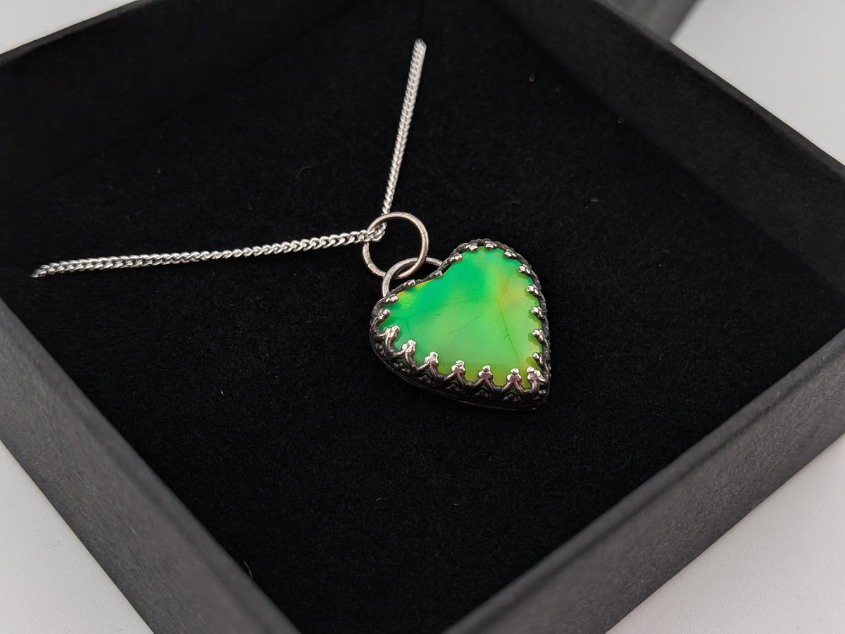 Green Aurora Opal Heart Pendant
