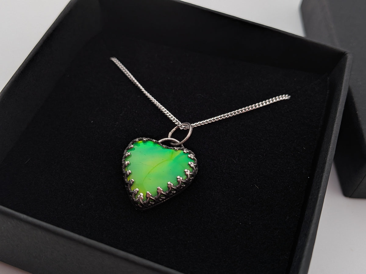 Green Aurora Opal Heart Pendant