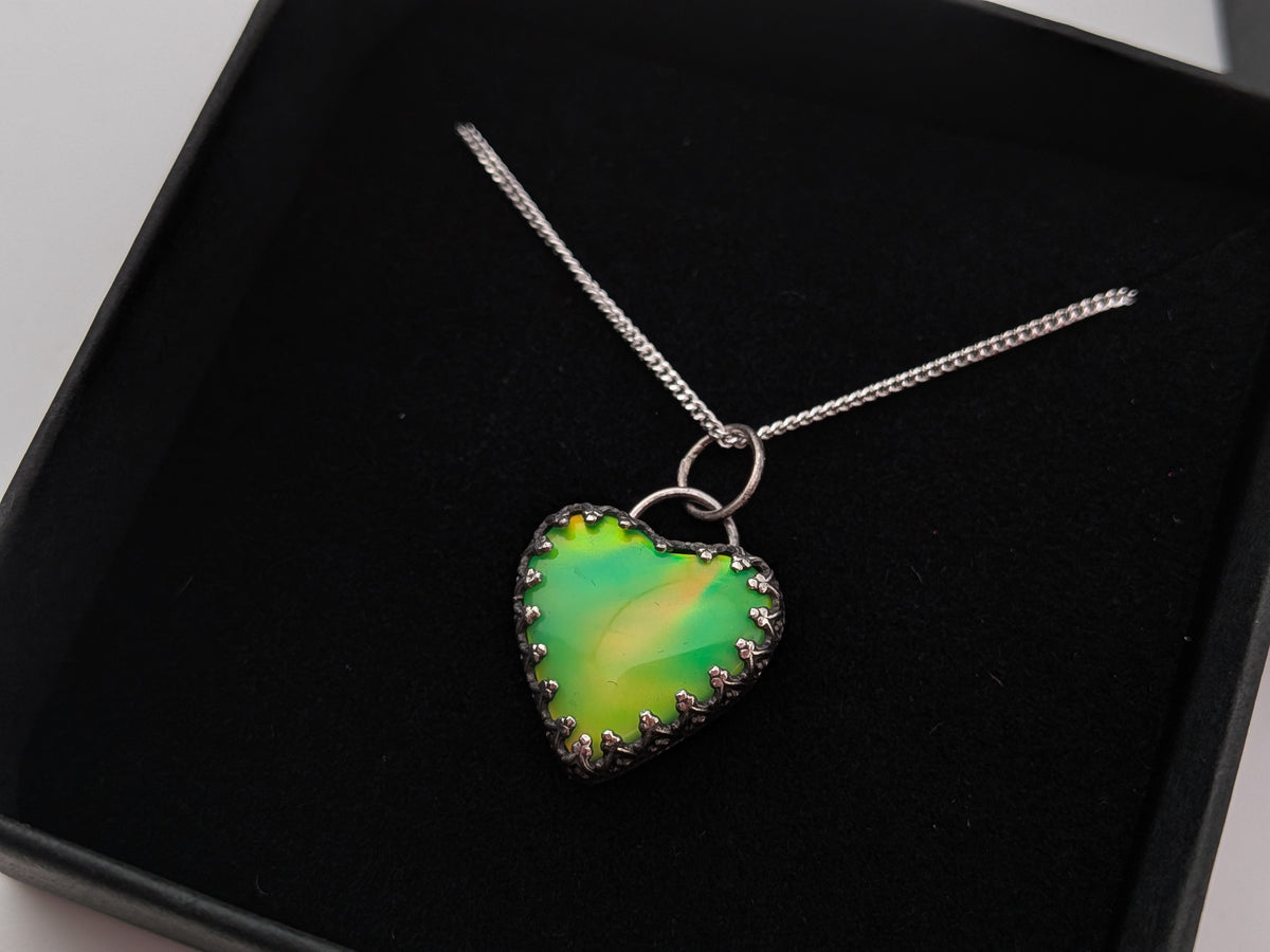 Green Aurora Opal Heart Pendant