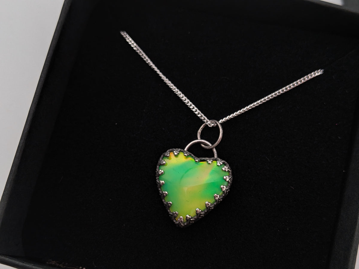Green Aurora Opal Heart Pendant