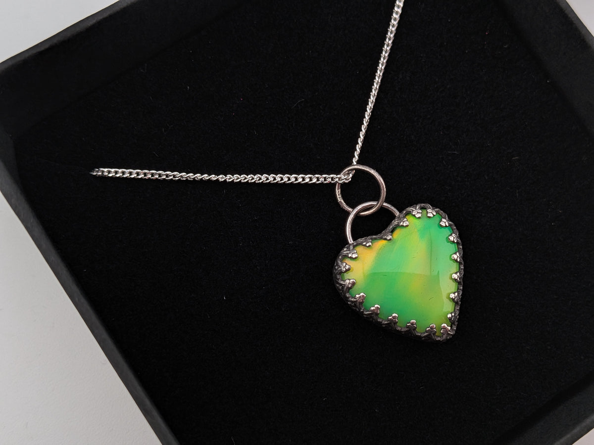 Green Aurora Opal Heart Pendant