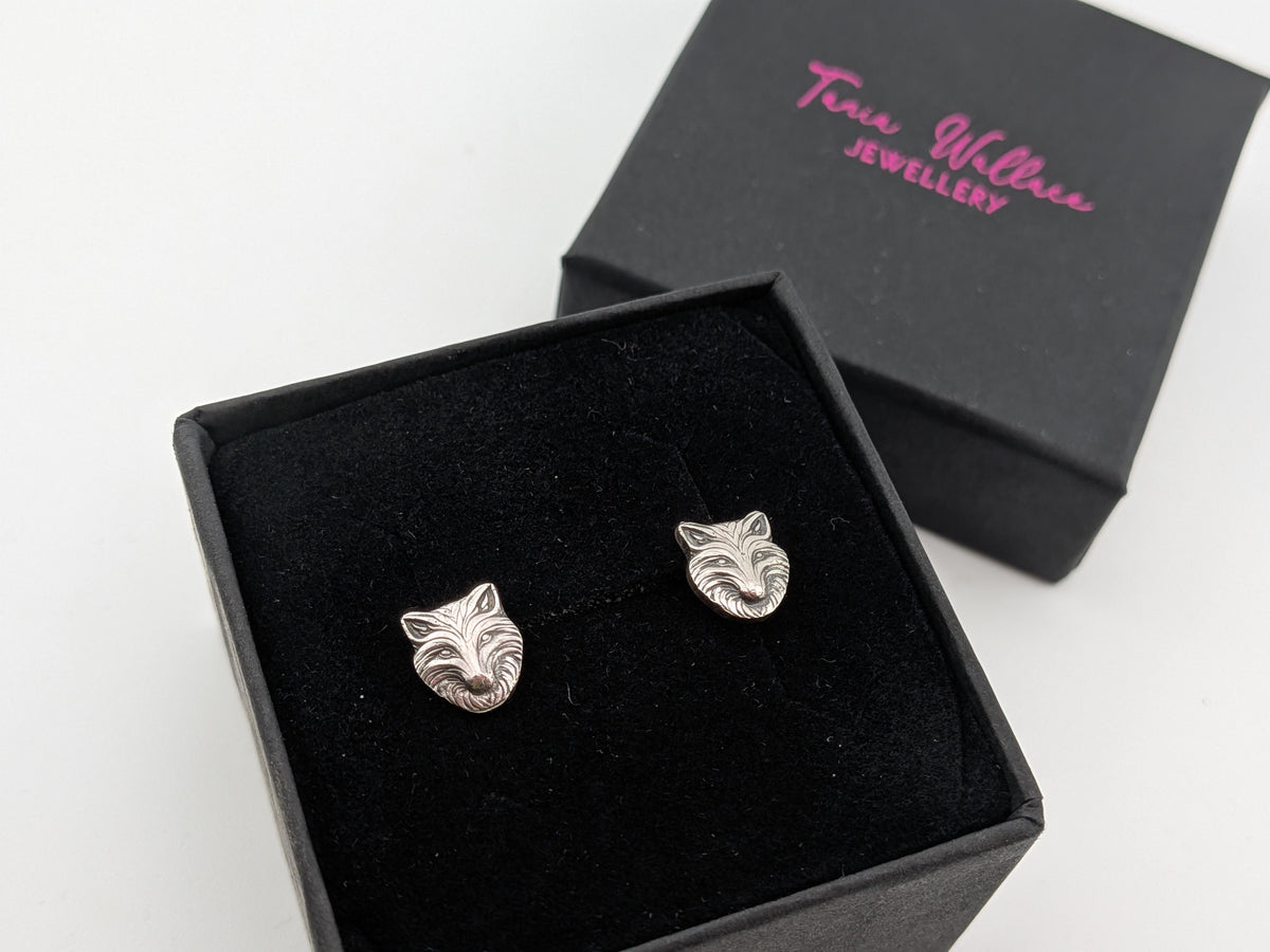 Sterling Silver Fox Studs