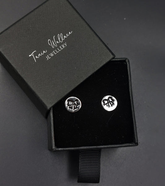 Silver Studs with Bow Design