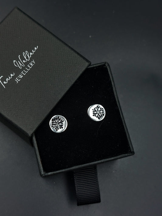 Silver Studs with Snowflake Design