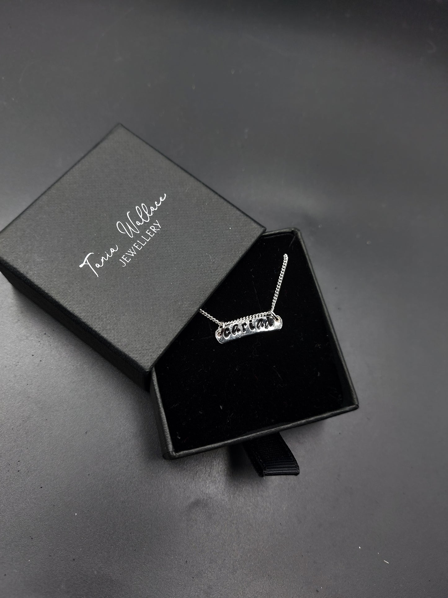Cariad Silver Bar Pendant