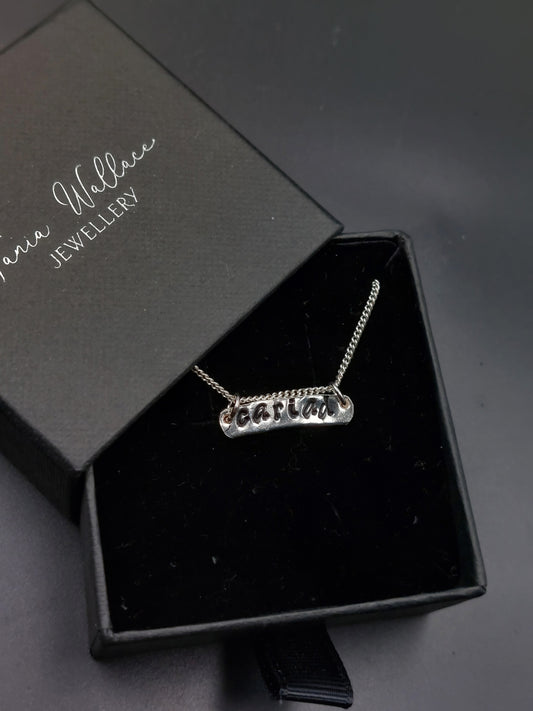 Cariad Silver Bar Pendant
