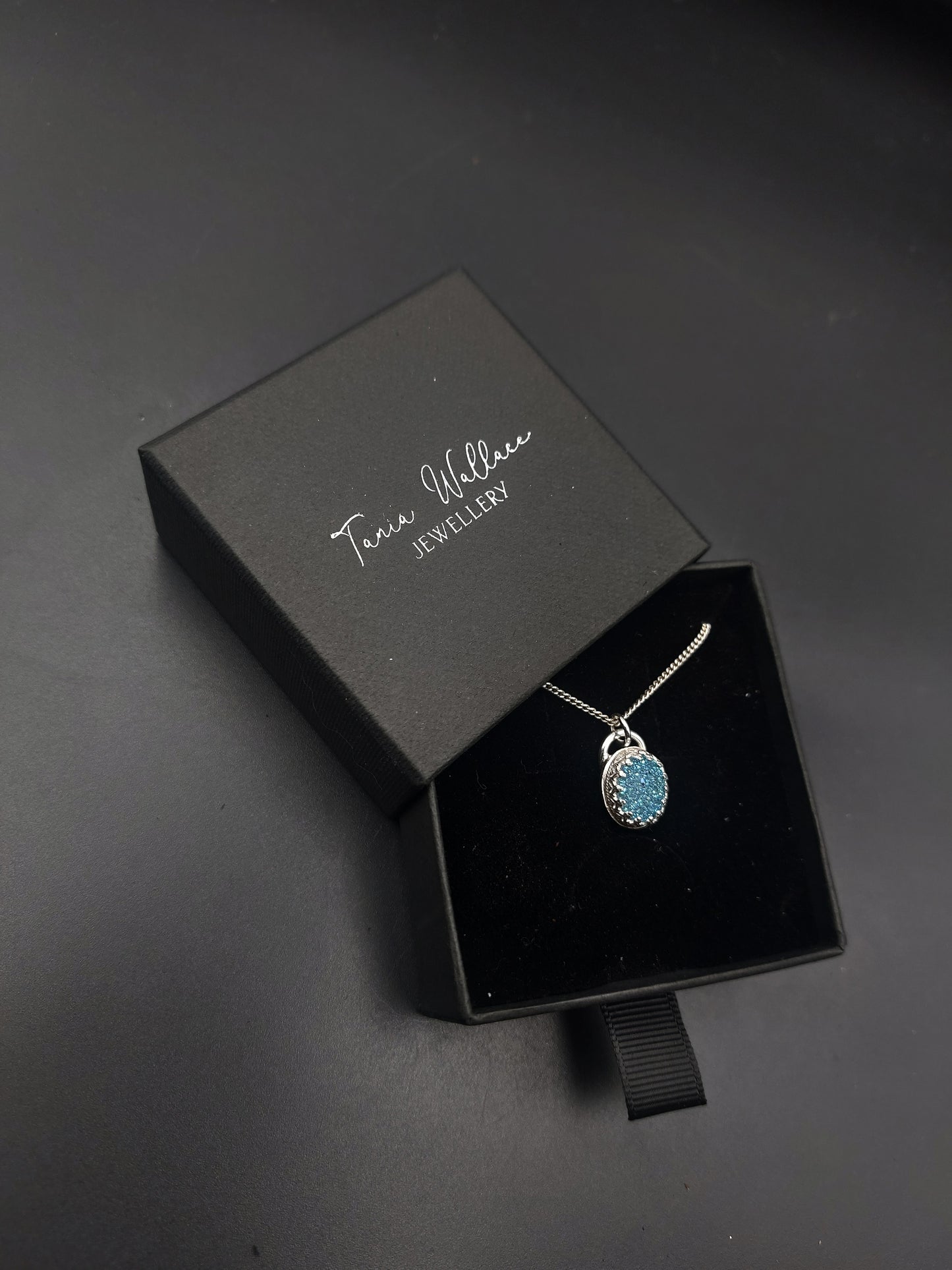 Aqua Blue Druzy Stone Pendant