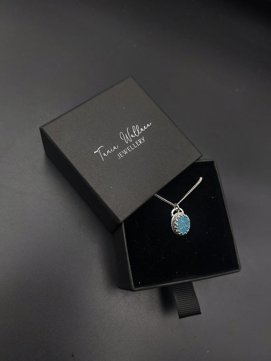Aqua Blue Druzy Stone Pendant