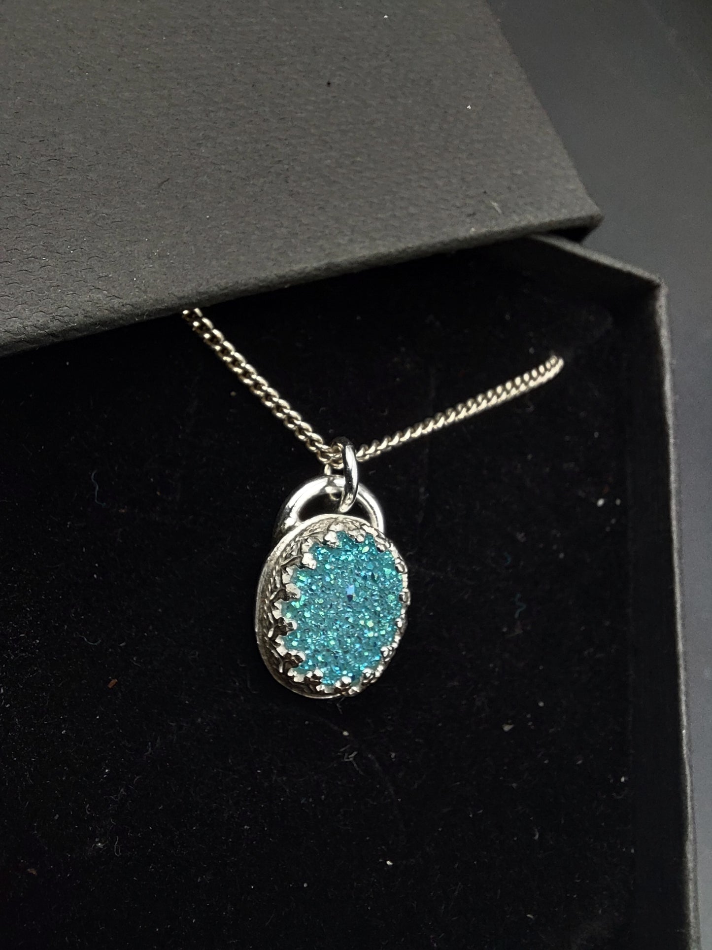 Aqua Blue Druzy Stone Pendant