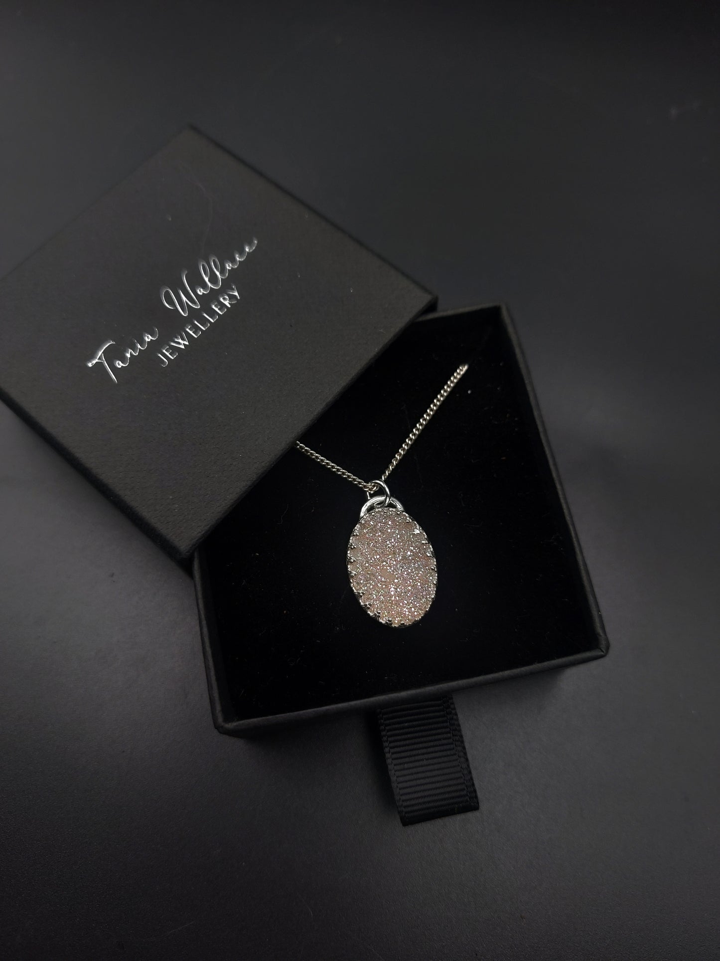 Pretty Iridescent White Druzy Pendant