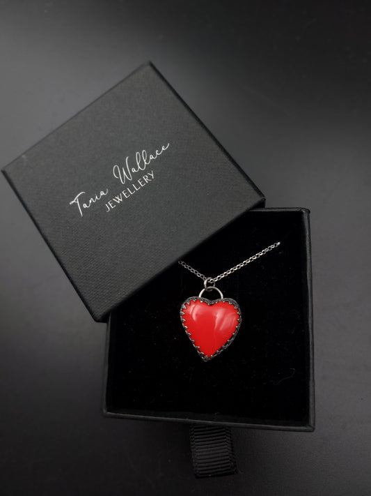 Red Heart Pool Ball Pendant