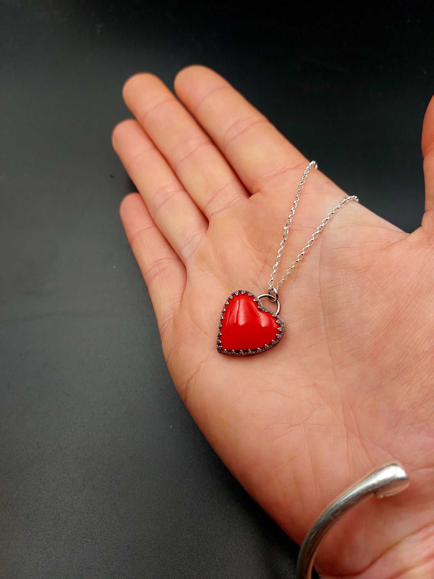 Red Heart Pool Ball Pendant