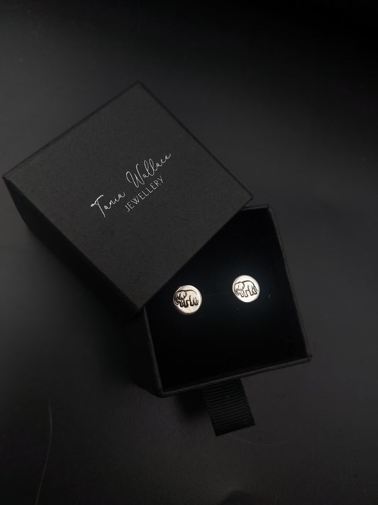 Silver Elephant Studs