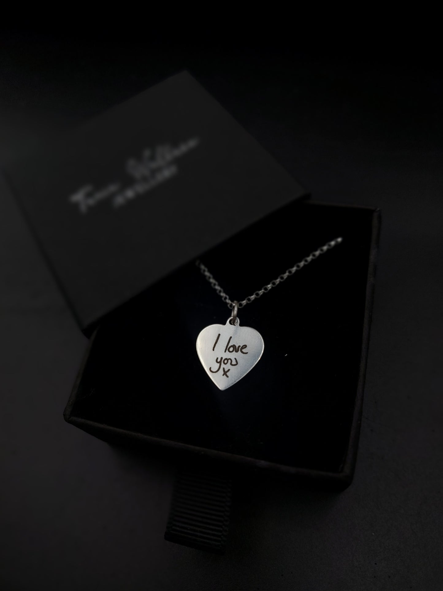 Personalised Heart Pendant with handwriting or text.