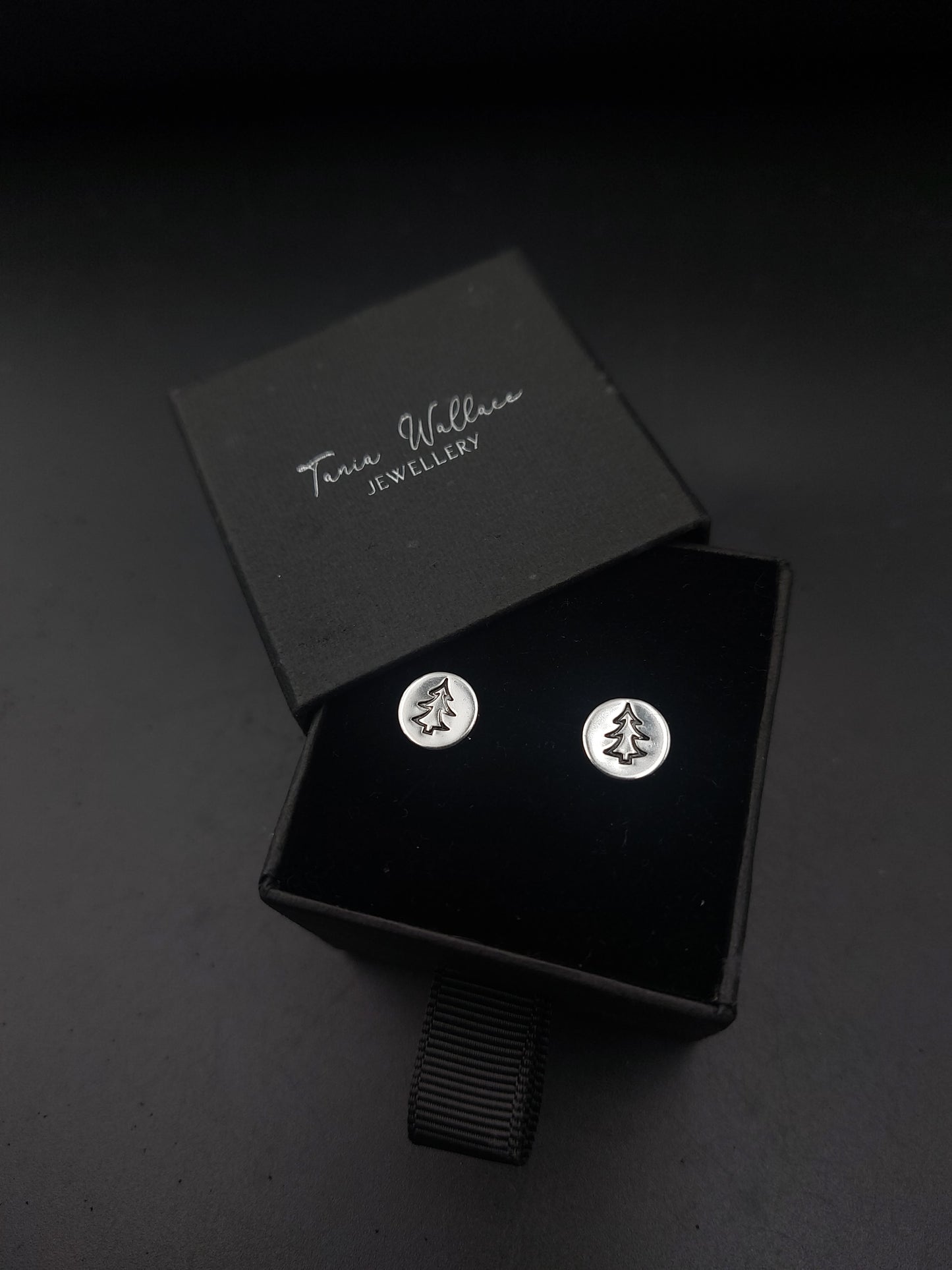 Silver Christmas Tree Studs