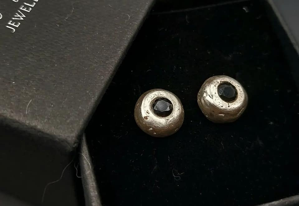 Sand Cast Black Gem Studs
