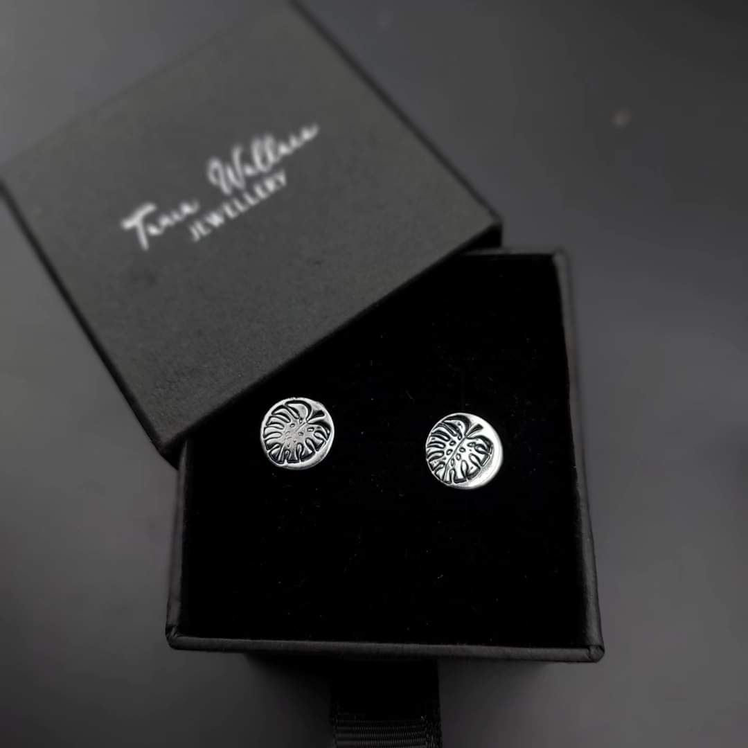 Silver Leaf Studs