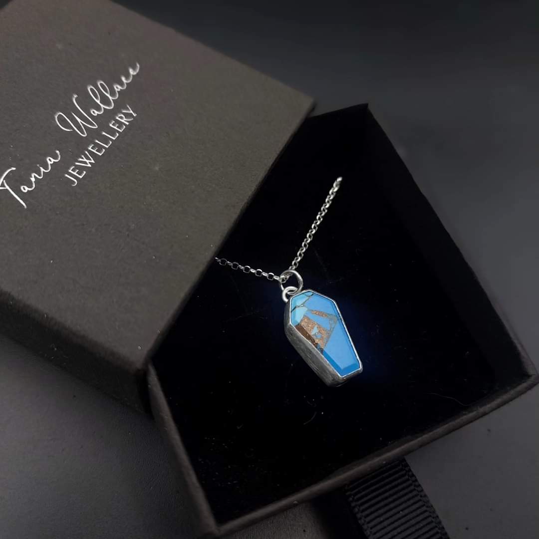 Blue Howlite Coffin Pendant