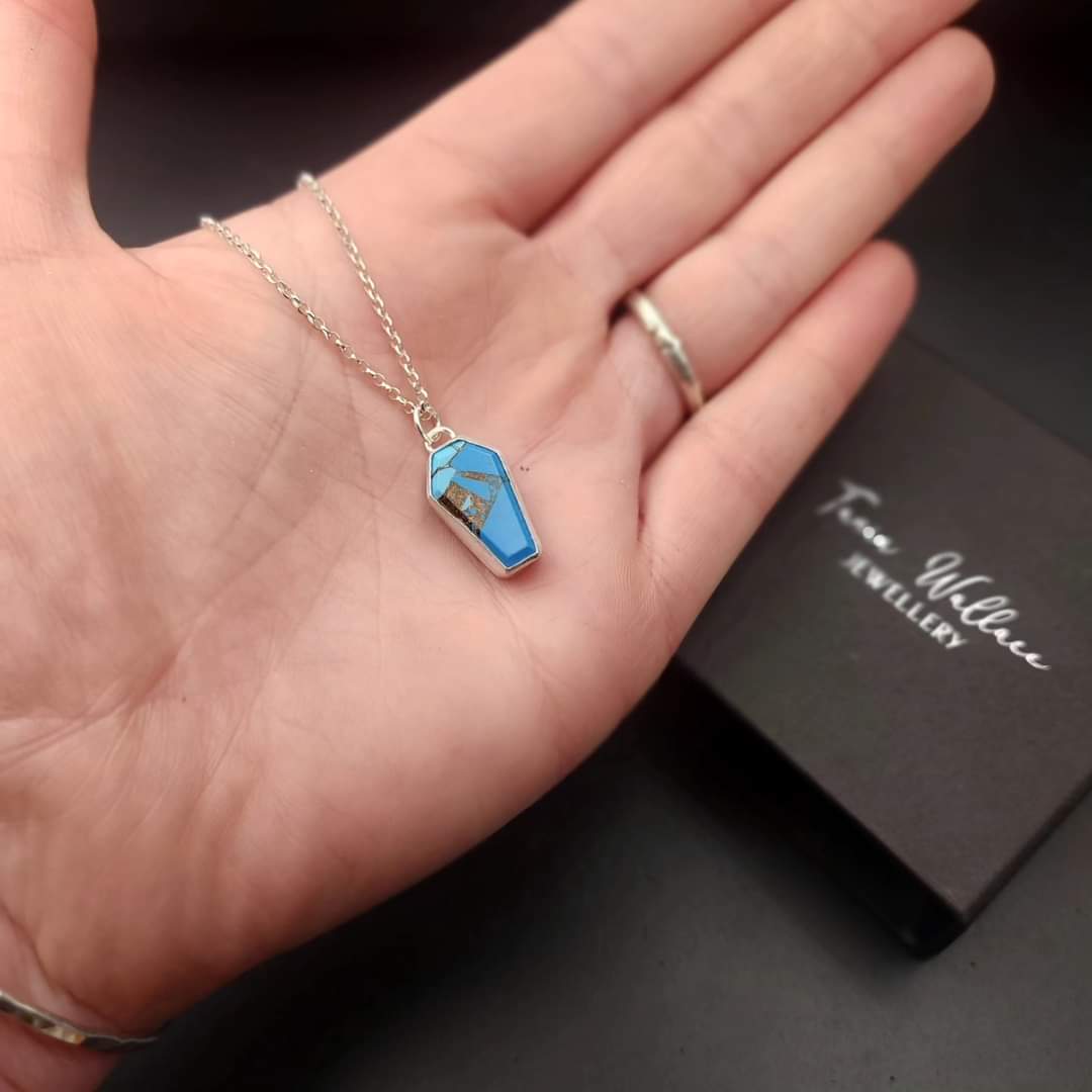 Blue Howlite Coffin Pendant