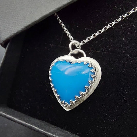 Blue Pool Ball Heart Pendant