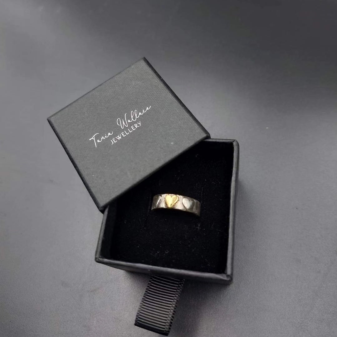 Sterling Silver and Brass Rustic Heart Ring