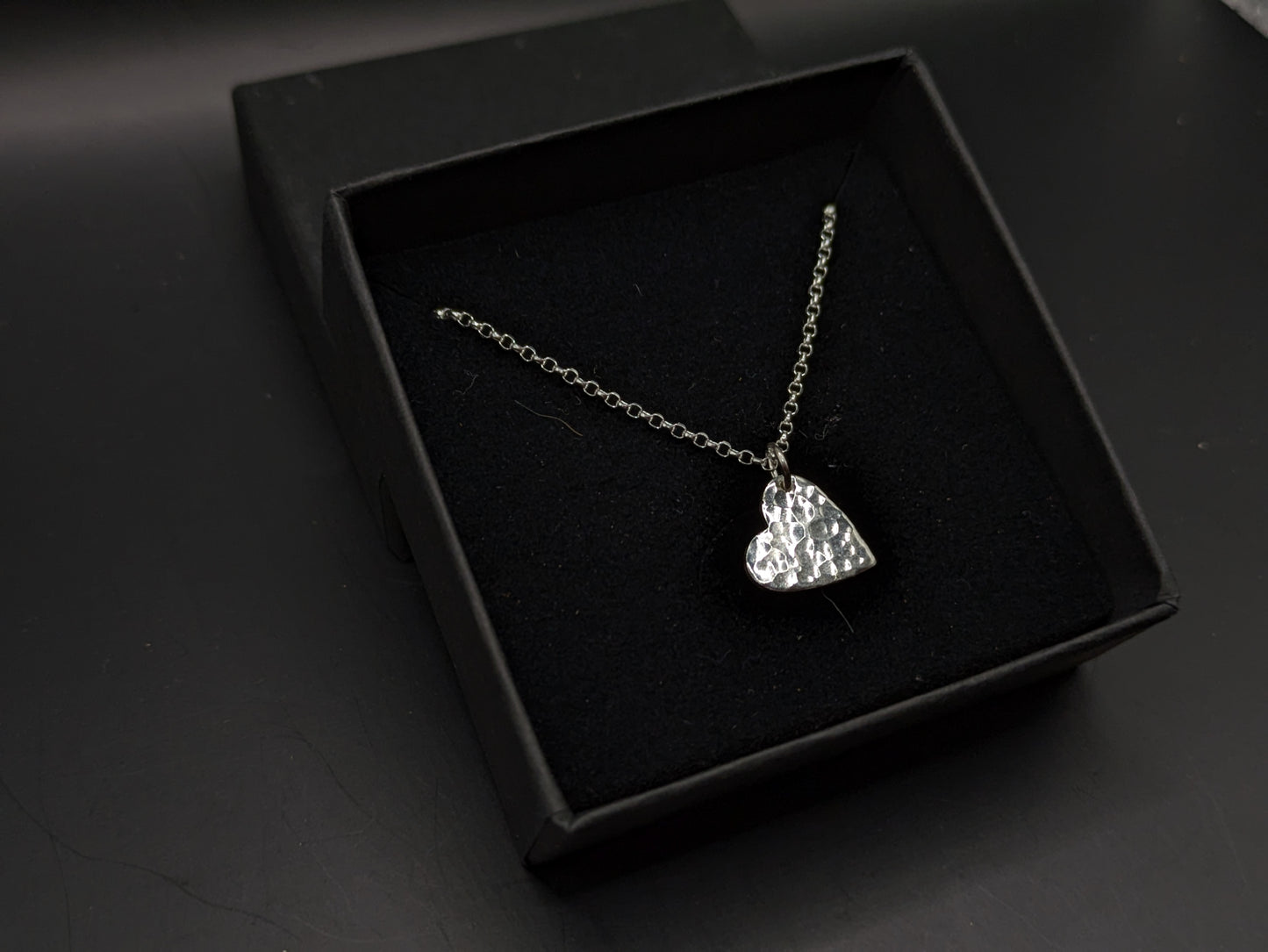 Textured heart pendant on chain