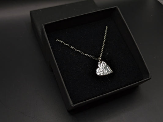 Textured heart pendant on chain