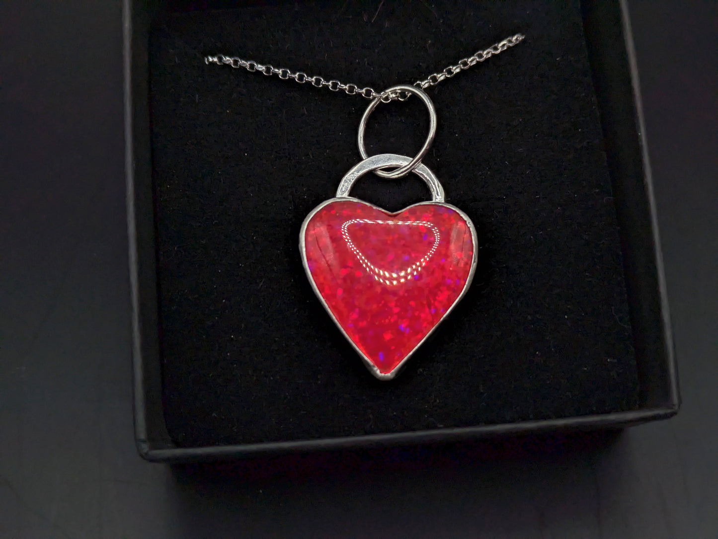 Glitter Opal Heart Pendant
