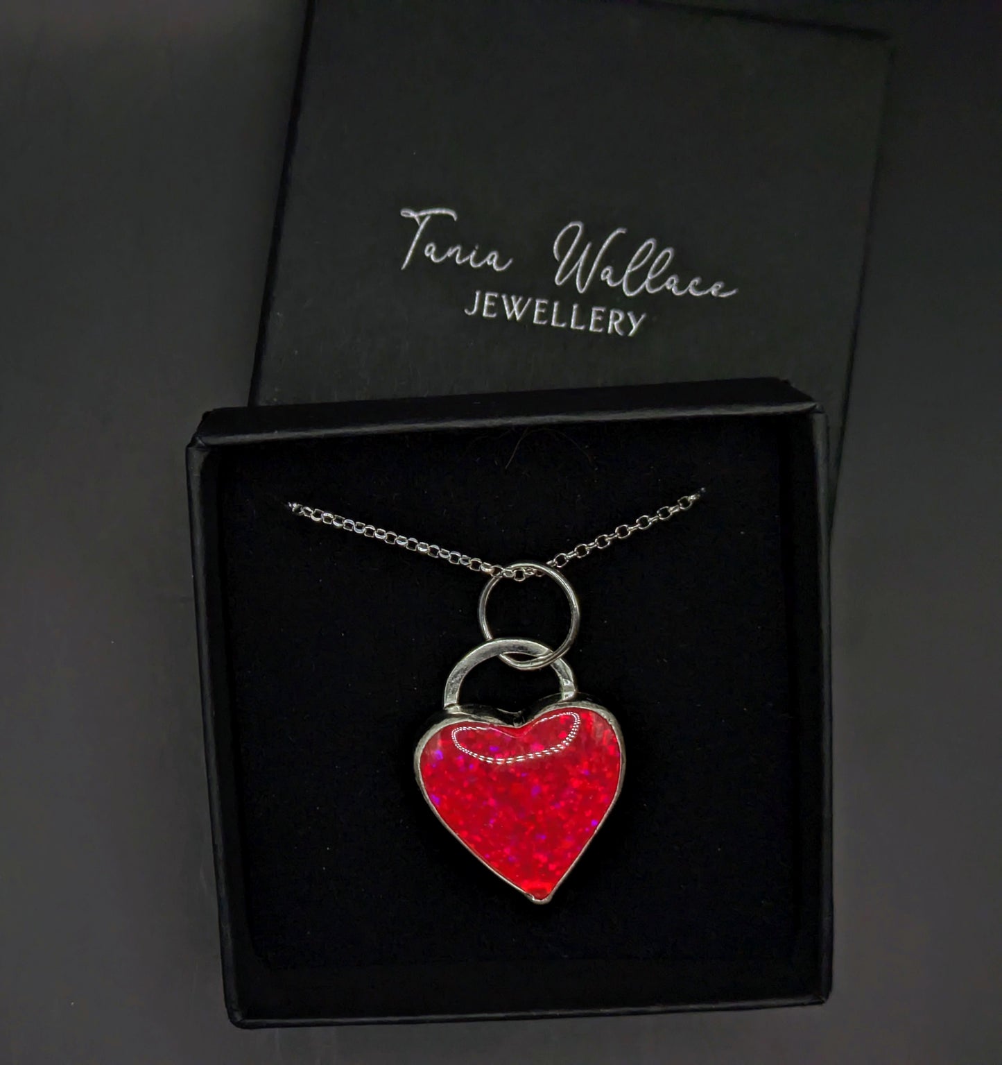 Glitter Opal Heart Pendant